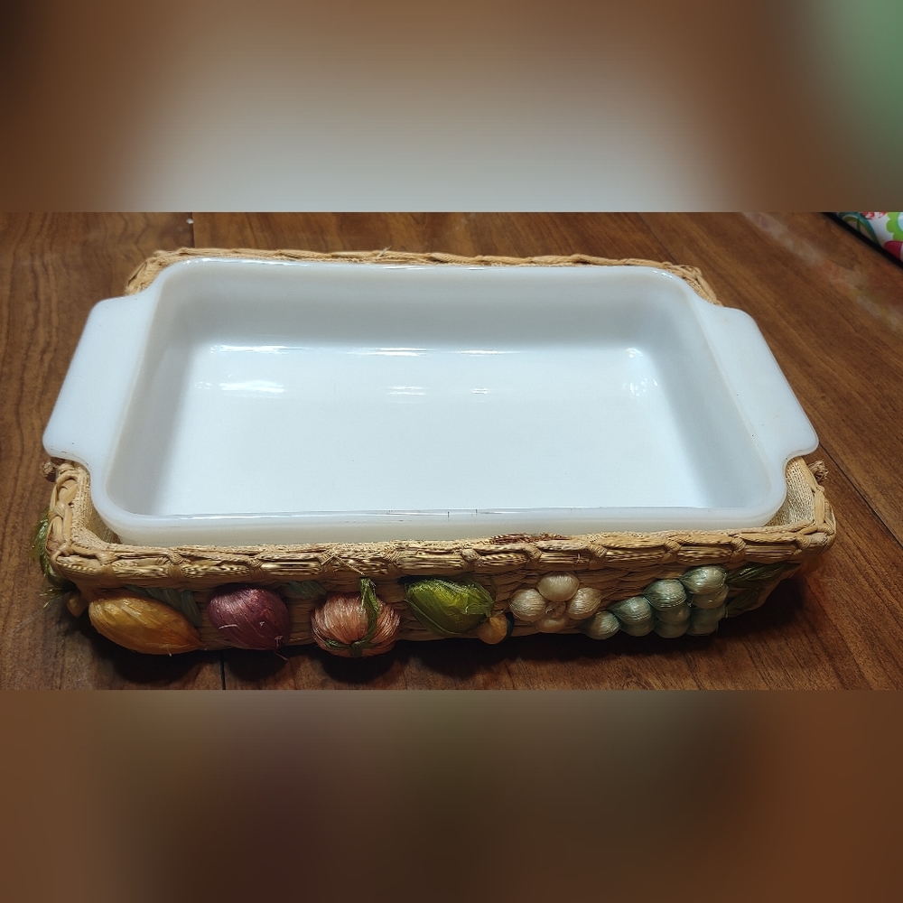 Vintage Fire King Baking Dish with Holder